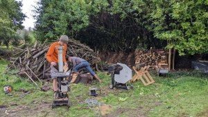 Activité pour les plus physique d'entre-vous, la gestion du bois de chauffage